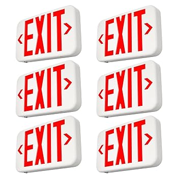 FREELICHT 6 Pack Red Double-Sided LED Exit Sign with Battery